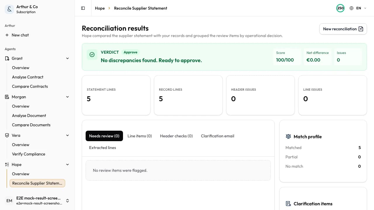 Lieferantenabgleich-Agent workflow result preview