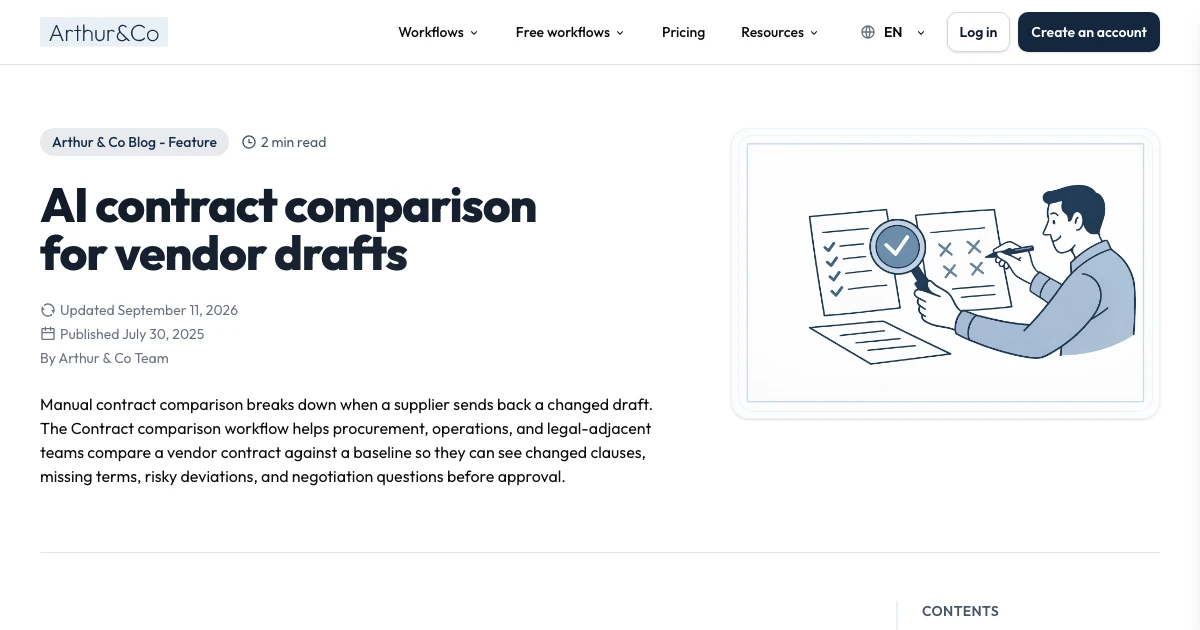 AI contract comparison for vendor drafts online tool